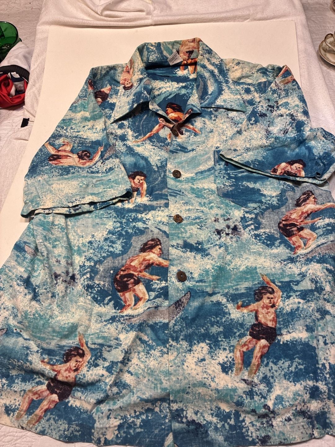 Vintage Hang Ten Surfer All-Over Print Aloha Hawaiian Shirt